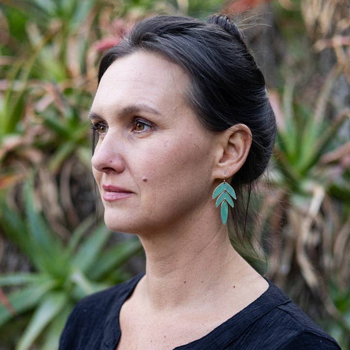 Carolyn Keys - Wholesale Dangle Earrings - Palmita Earring - Lapis Patina2