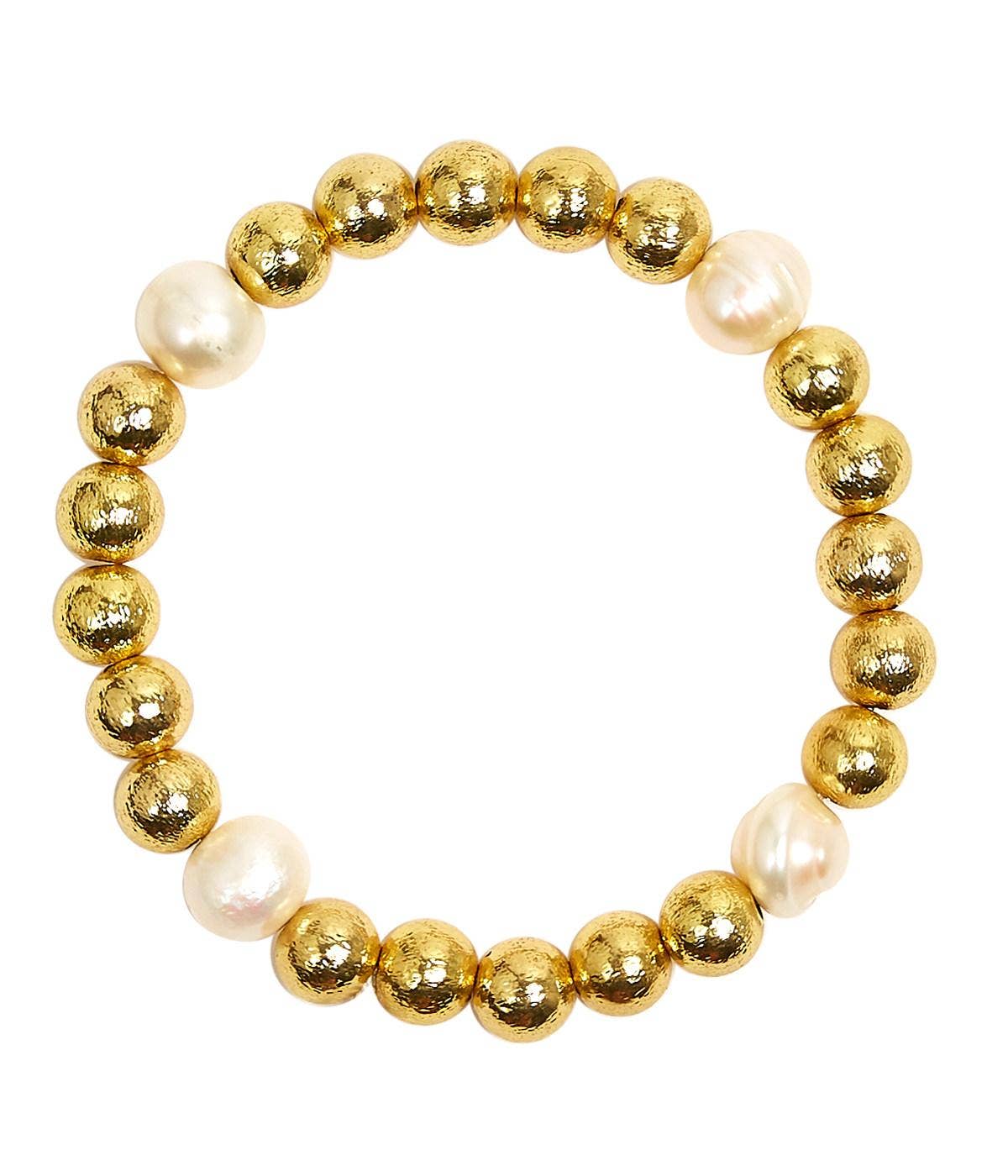 Lisi Lerch - Wholesale Beaded Bracelet - Georgia - Gold  & Freshwater Pearl Beaded Bracelet - WS1