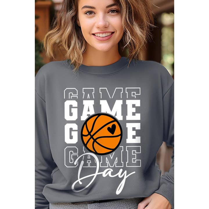 COLORBEAR - Wholesale Graphic sweatshirt – Women’s - Game Day Basketball Graphic Fleece Sweatshirts1