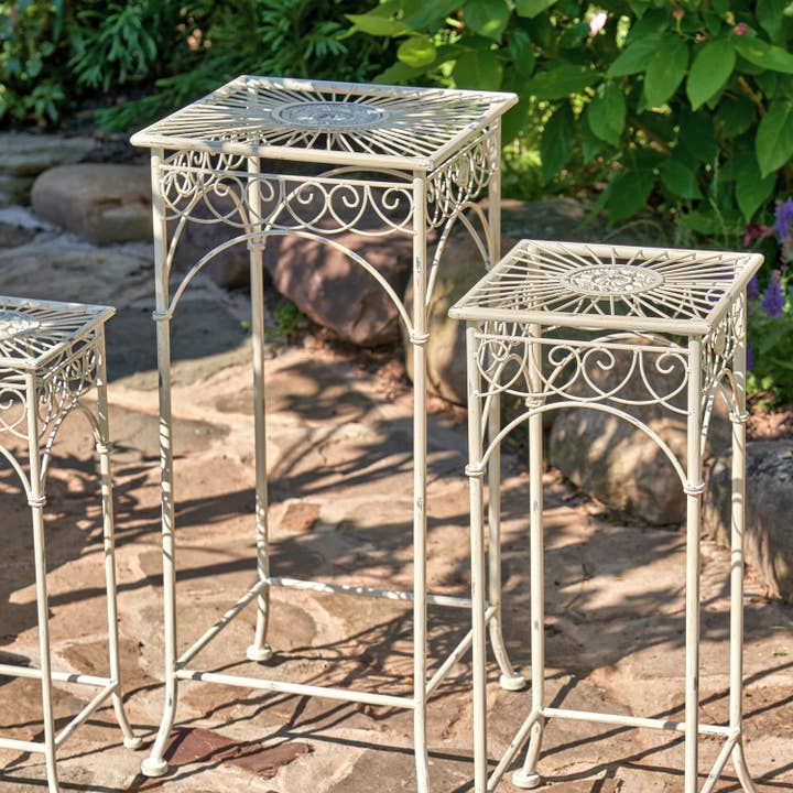 Zaer Ltd. International - Wholesale Plant Pot Stand - Copenhagen 1843 Square Plant Stand Tables - 3PC/Set -Options5