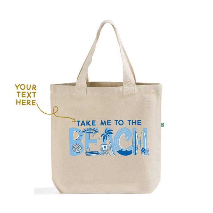 Beach - Local Lettering - Everyday Tote for wholesale by doodles.ink.