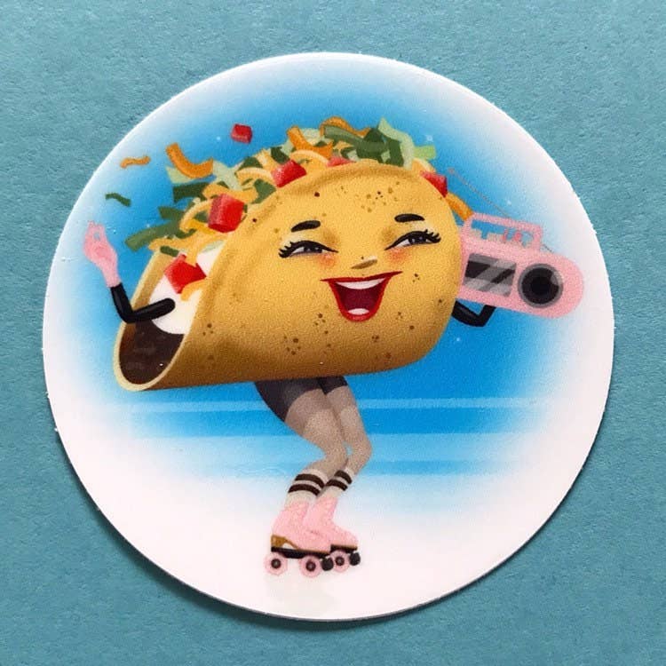Kitschy Delish - Wholesale Sticker - Taco Skate 3” vinyl sticker0