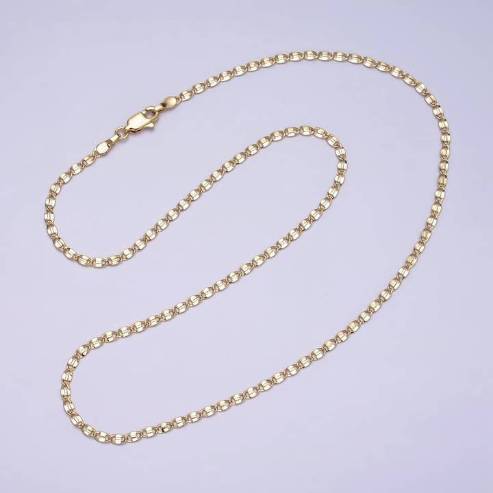 18"/19" Gold Filled 2.5mm Unique Dent Anchor Chain Necklace for wholesale by Aim Eternal