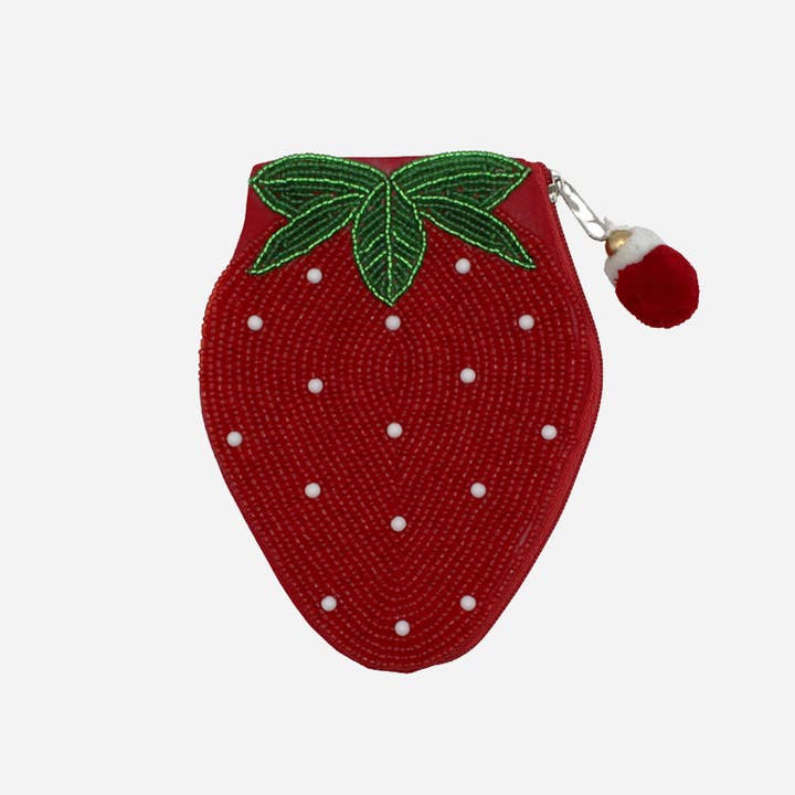 Pochette à pièces perlée fraise pour la vente par Pizzazz, Inc.