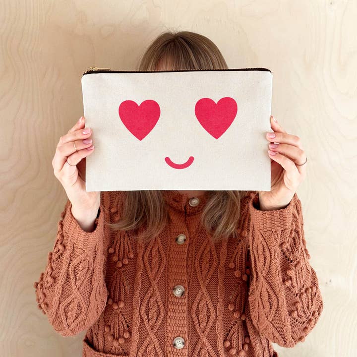 Heart Eyes - Large Canvas Pouch and other Purchase Wholesale canvas zip pouch. Free Returns & Net 60 Terms on Faire trending on Faire.