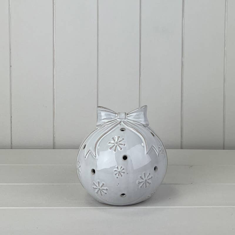 Satchville - Wholesale Ornament - Glazed Ceramic Bauble With Bow Ornament