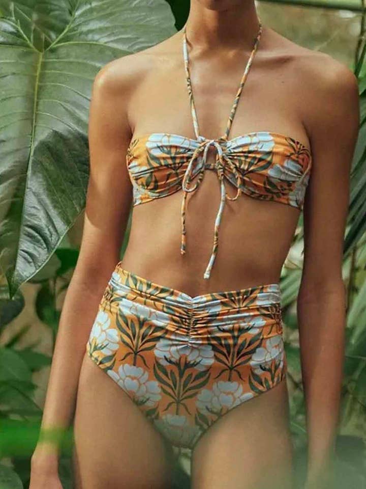 Dames String Tie Bloemenprint 2-delig Bikiniset met Salong voor wholesale door Sweetkama