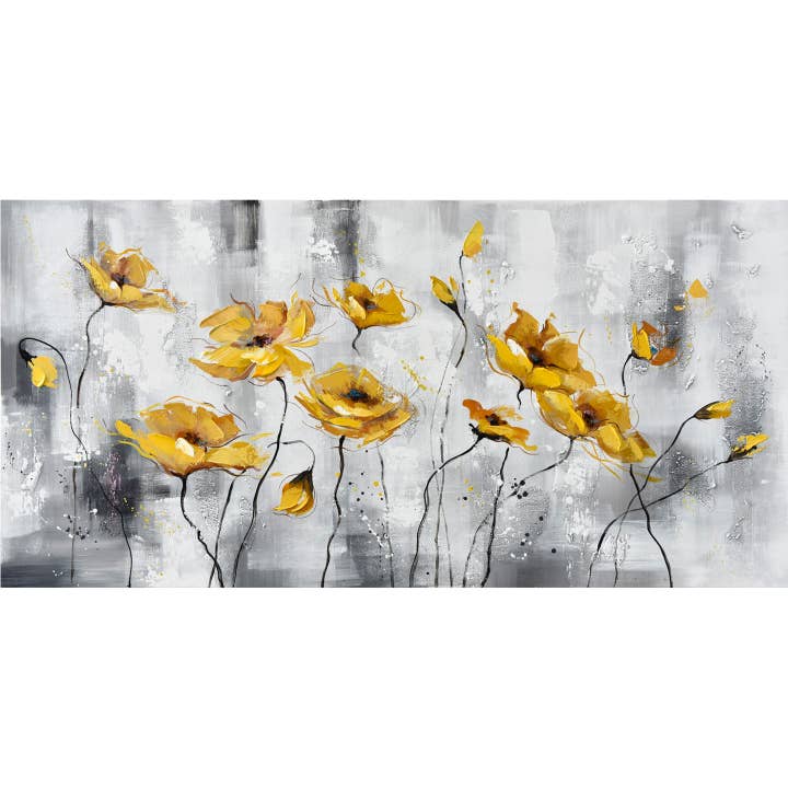 Cuadro pintado a mano «Flores amarillas 1 140x70" para venta al por mayor de AGAVE S.R.L.
