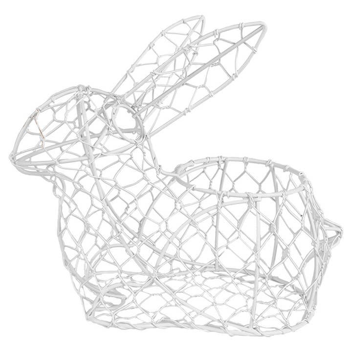 Clayre & Eef - Wholesale Basket - 6Y5481M Egg basket Rabbit 22 cm White Iron Kitchen Baskets