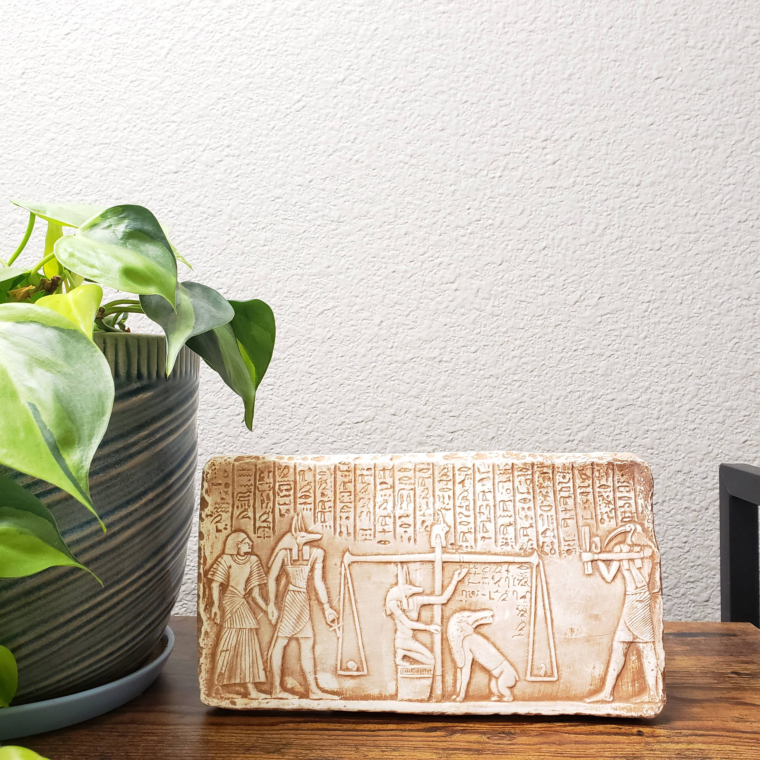 Discoveries, Inc. - Wholesale Plaque - Egyptian Judgement Scene Plaque Gypsum - 10"1