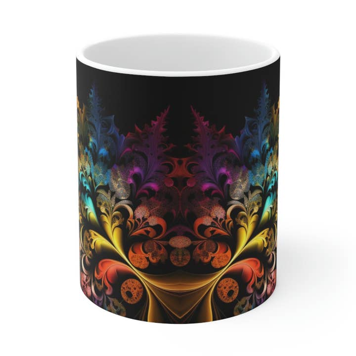 Tasse en céramique Rainbow Feathers 11 oz pour la vente par Lilly's Artwork