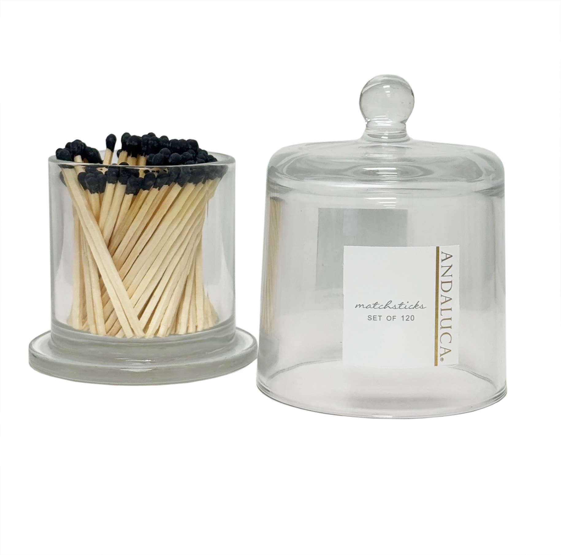 Andaluca - Wholesale Matches - Glass Jar with Lid & 120 Wooden Black Matches5