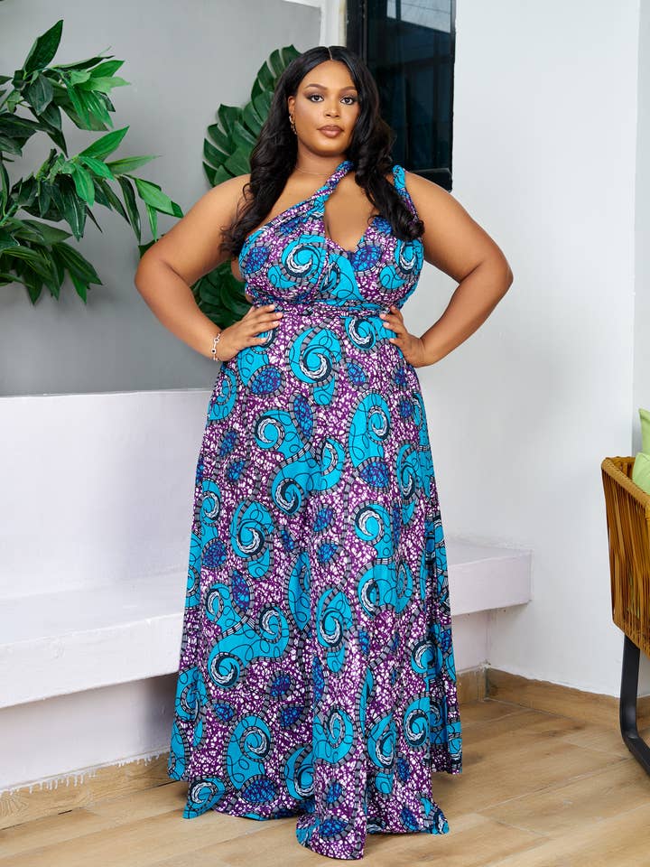Vestido Maxi Infinito com Estampa Africana - Hadiyat por atacado de CUMO London