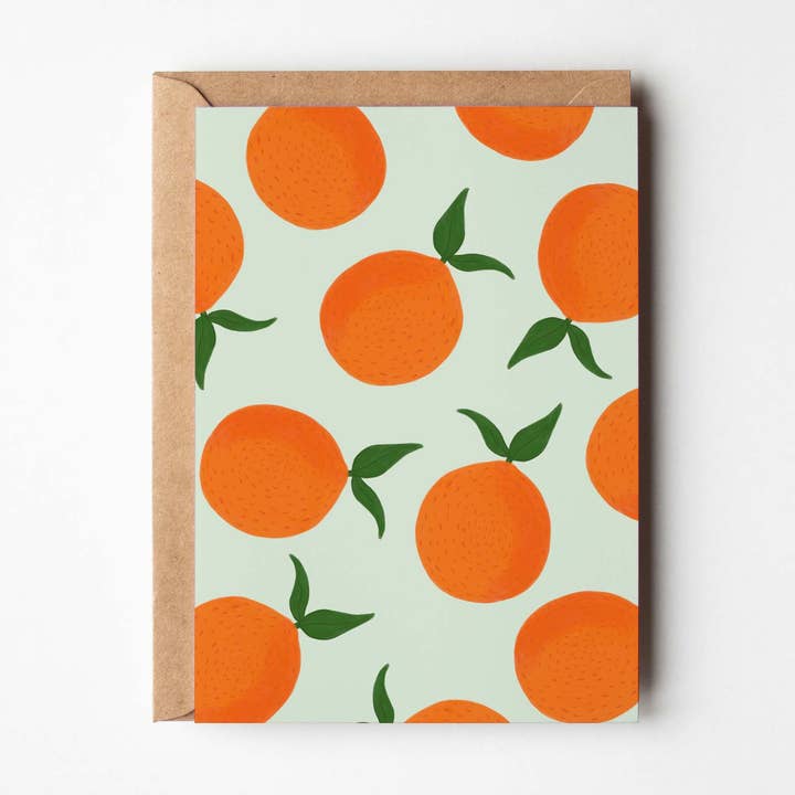 Cartão A6 Ilustrado Laranjas Espanholas em Branco para Todas as Ocasiões por atacado de Mint and Pickle