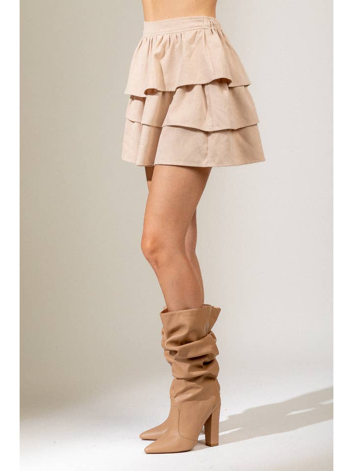 VERY J - Wholesale Skirt - Women's - NS50014-Ruffled Corduroy Solid Mini Skirt10