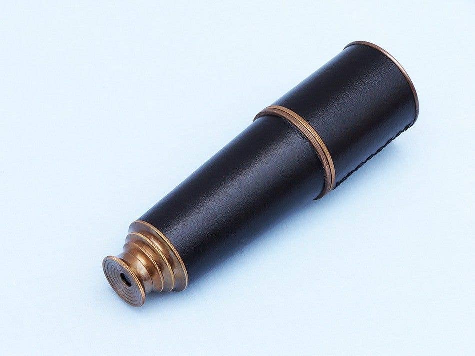 Hampton Nautical – Engroshandel Teleskop/mikroskop - Børn – Antikt kobberlæderspyglasteleskop med palisanderæske3