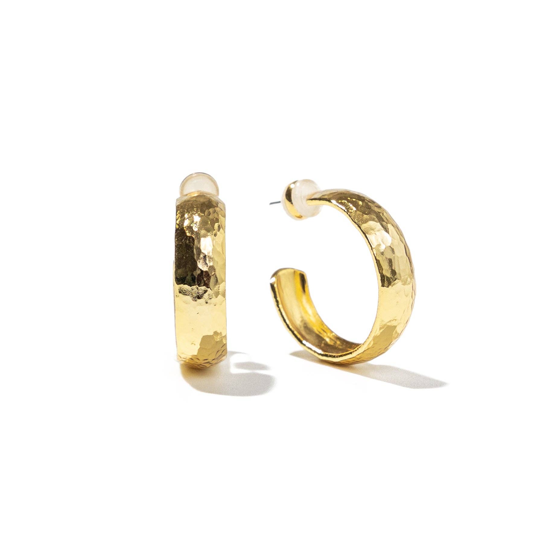 Brenda Grands Jewelry - Vendita all'ingrosso Orecchini a cerchio - Orecchini a cerchio martellati in oro 24K