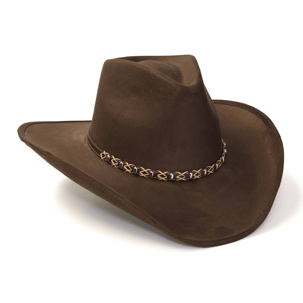 Western Express - Vendita all'ingrosso Cappello da cowboy - Unisex - Cappello Western in Camoscio con Fronte a Pizzico e Fascia con Perline1