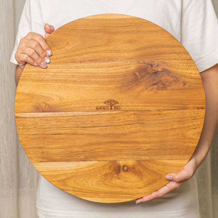 Round Teak Wood Choppping Board for wholesale by Rainforest Bowls