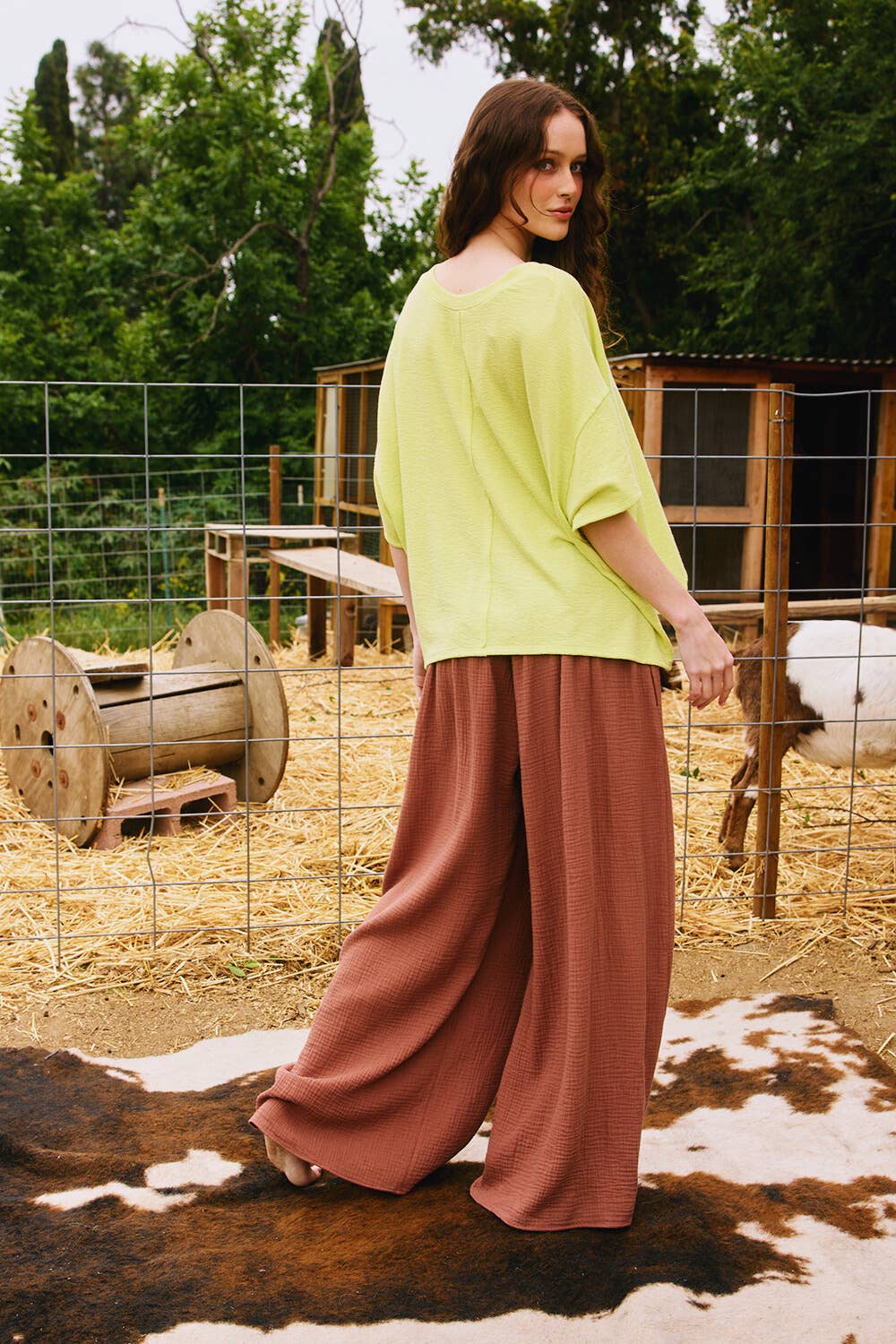 BUCKETLIST INC - Wholesale Pants - Women's - P5548 Wide Leg Flattering Drape Solid Cotton Gauze Pants14