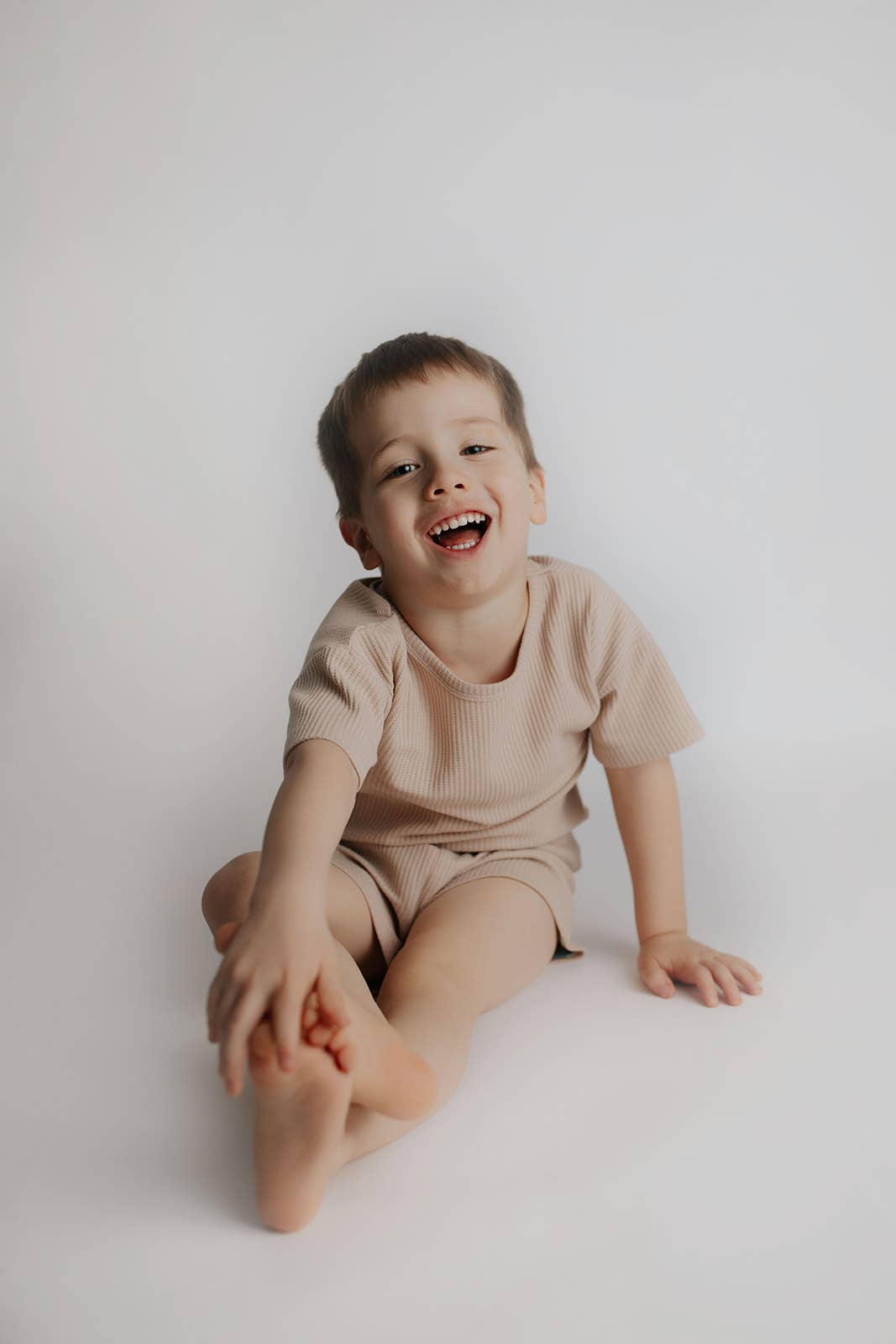 Three Little Tots – wholesale Top & short set – Kids – Tan Summer Waffle Toddler Top & Bottom Set7