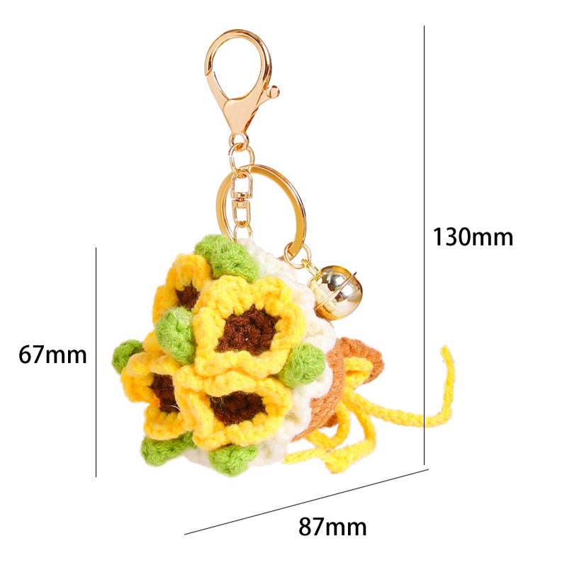 MKS America - Wholesale Keychain - Women's - Crochet Bouquet Rose Sunflower Keychain6