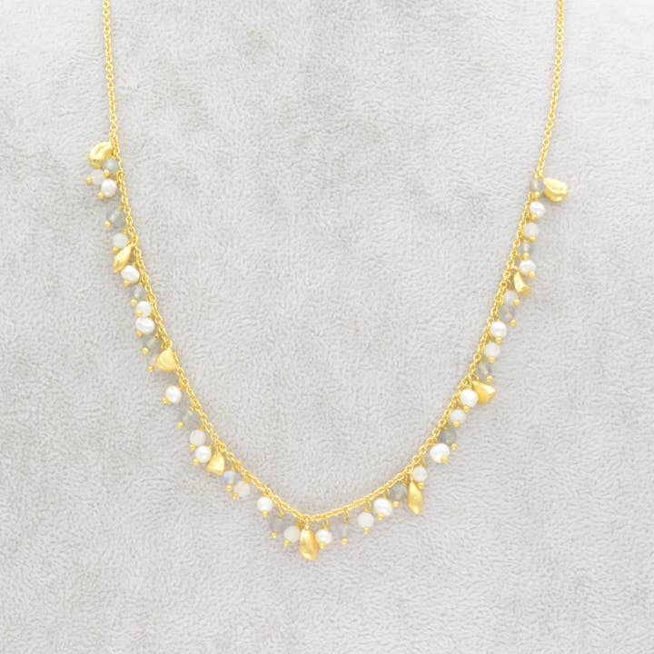 AJS Design Studio - Wholesale Link & Chain Necklace - Pearl and labradorite cluster necklace3