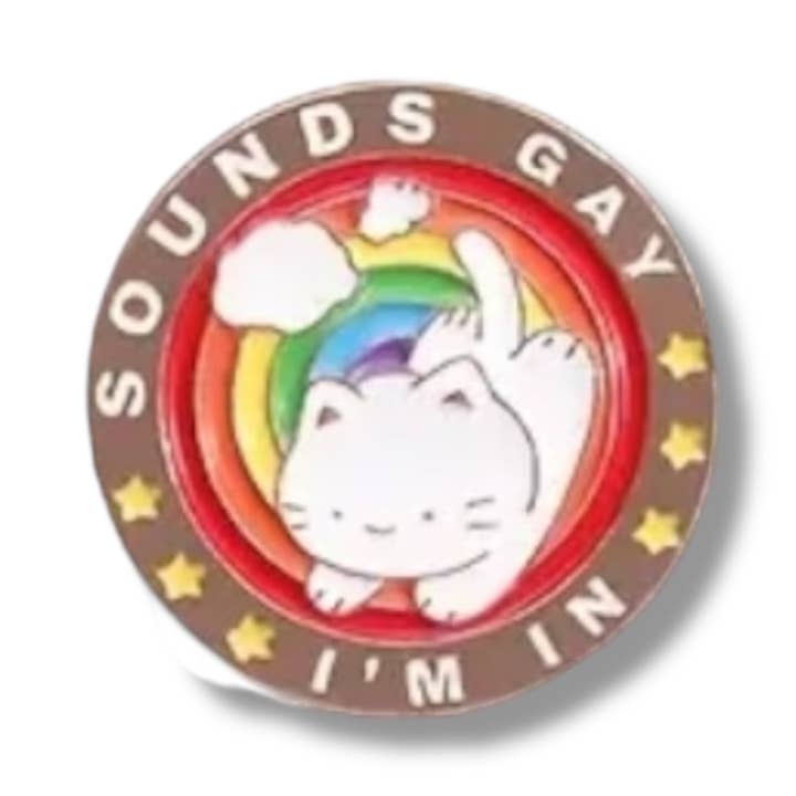 Kinky Pleasure – wholesale Lapel pin/button – Kinky Pleasure - KPB014 - Badge / Pin - Sound Gay I'm In With Cat - 2.5x2.5cm0