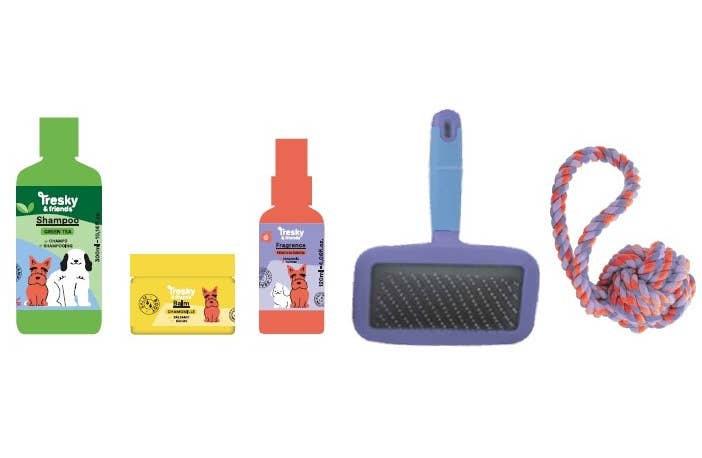 Aquarius Cosmetic SLU - Wholesale Pet Grooming Set - Dog - TRESKY & FRIENDS 5PCS DELUXE PACK1