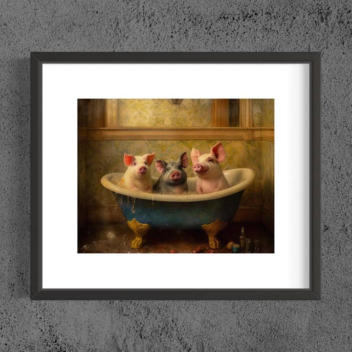 Salty Alyce - Wholesale Bathroom Sign - Pigs in the Bathtub Wall Decor AXS39