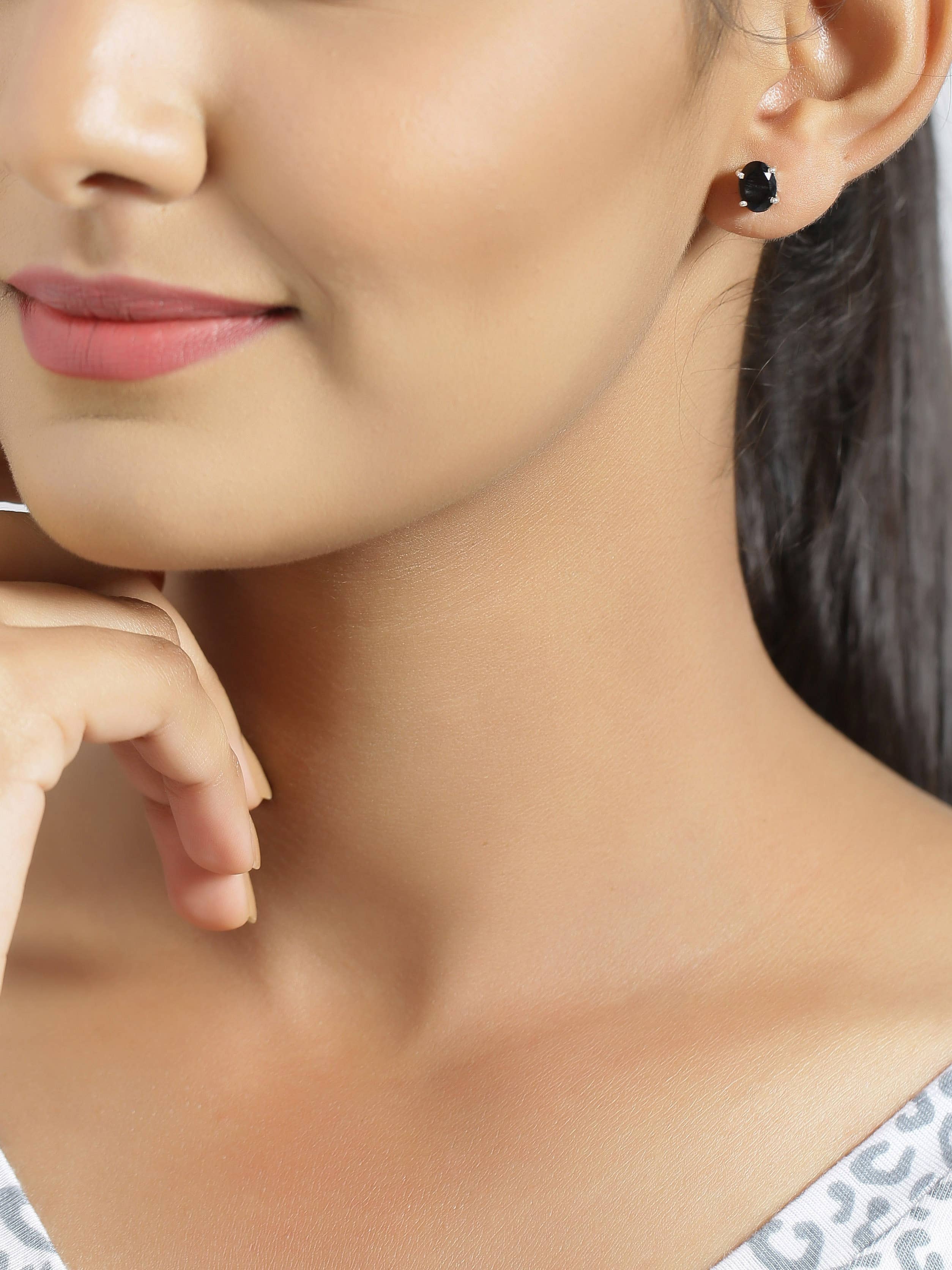 Tiramisu - Wholesale Stud/Post Earrings - 925 Sterling Silver Black Onyx Gemstone Stud Earring1