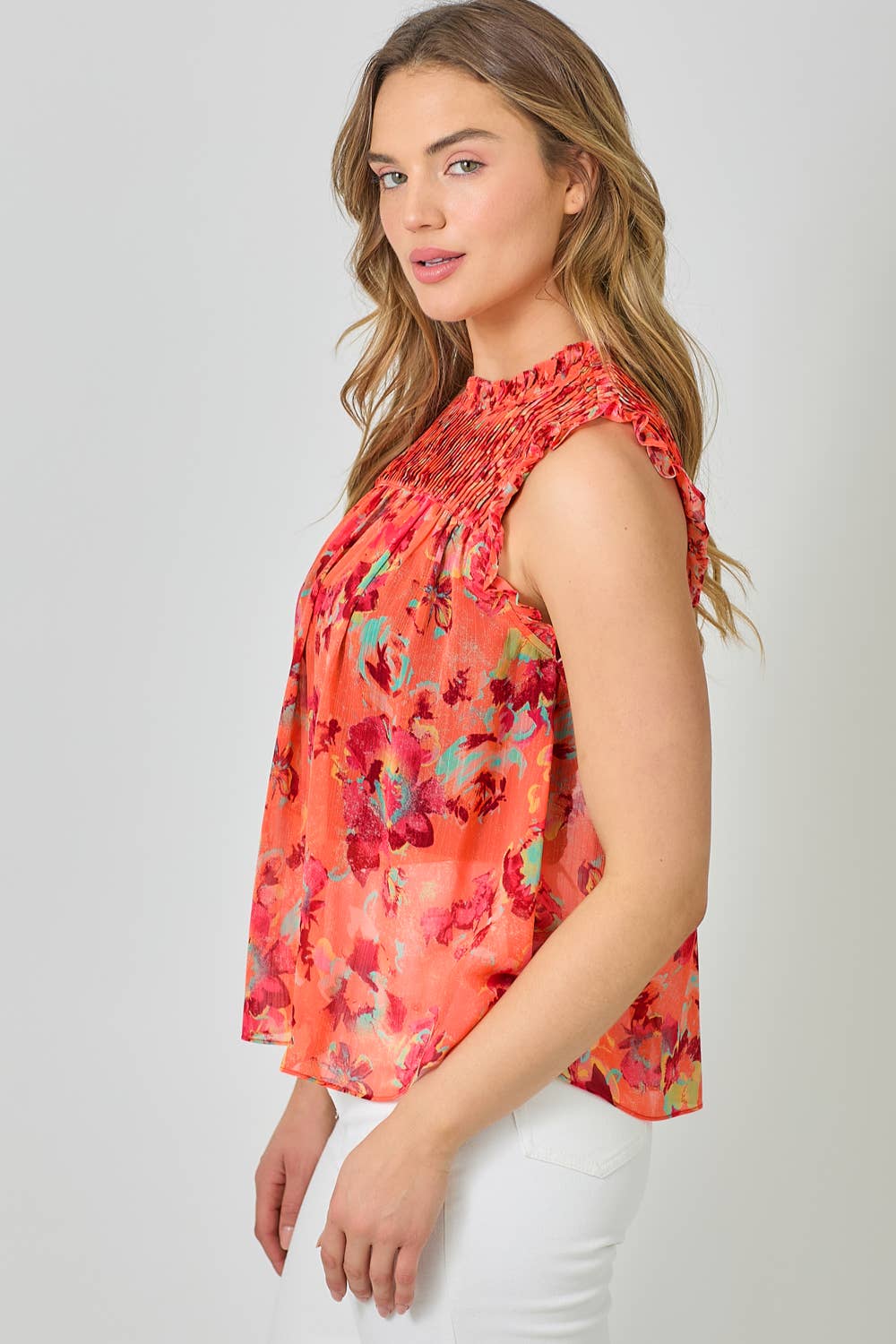 Mystree - Wholesale Blouse - Women's - 61024 Sleeveless Ruffled Floral Print Top14