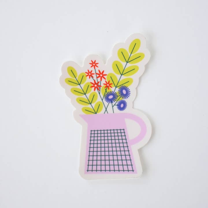 Watering Can With Flowers Sticker for wholesale by Fond Printed Goods