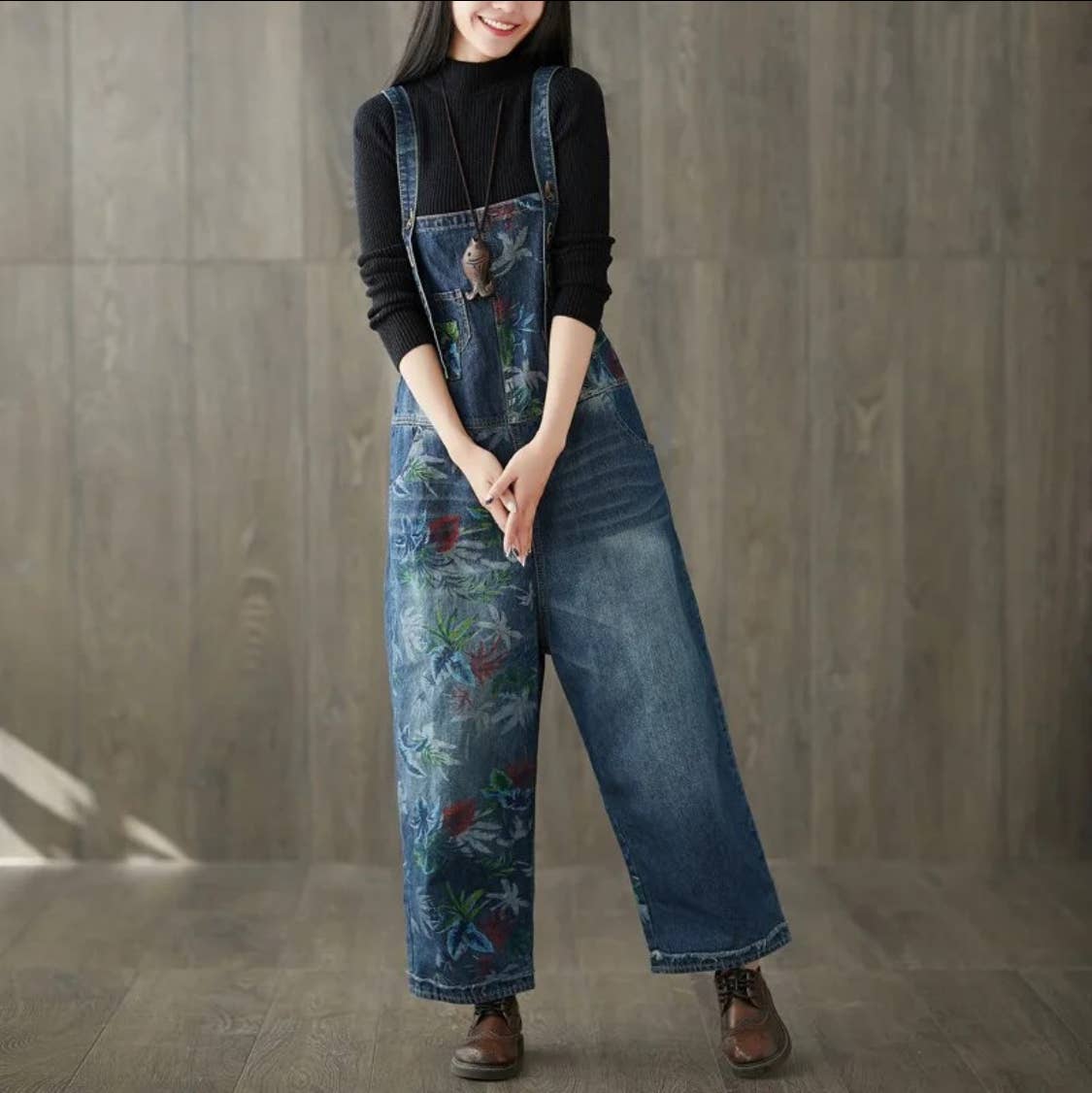 Serenity Collective - Wholesale Overalls - Women's - Denim Luxury Bleached Floral Denim Overall Jeans1