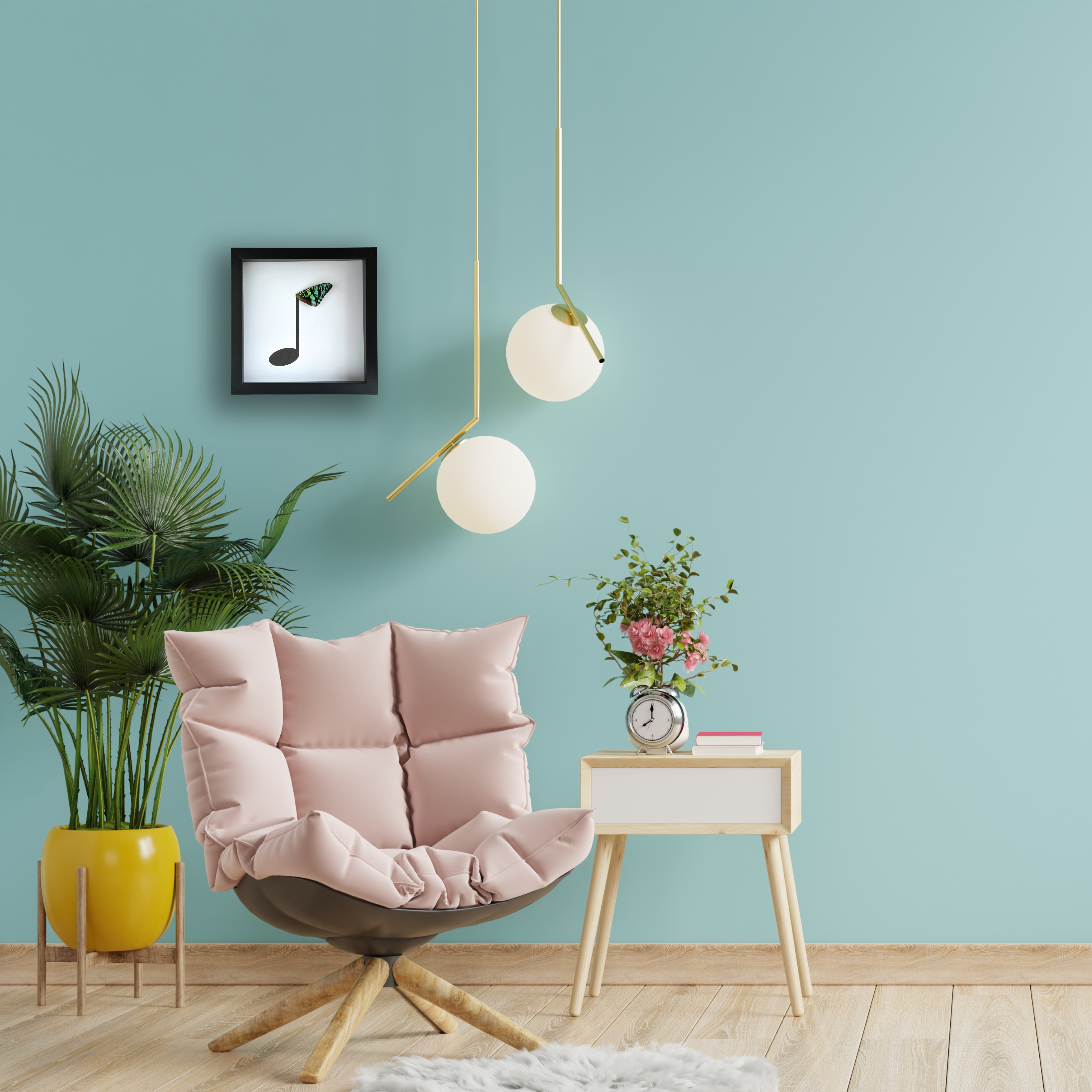 Isms - Venta al por mayor Papel pintado 3D - Arte enmarcado de Music Eighth Note con alas de mariposa reales3