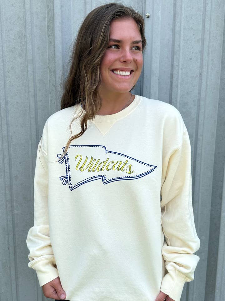 CUSTOM VINTAGE PENNANT FLAG GRAPHIC SWEATER for wholesale by Spirit+Tribe