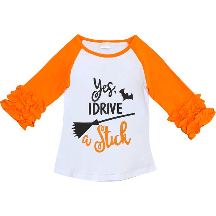 Camiseta raglán con volantes para niñas pequeñas de Halloween para venta al por mayor de Angeline Kids