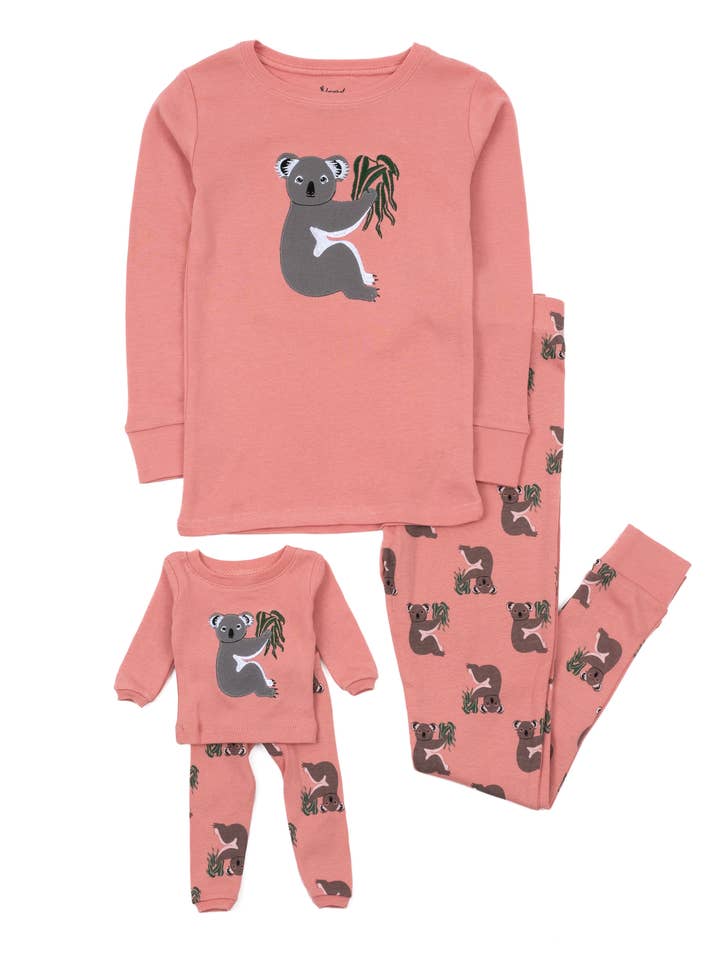 Kids Girl & Doll Cotton Koala Pajama for wholesale by Leveret Pajamas