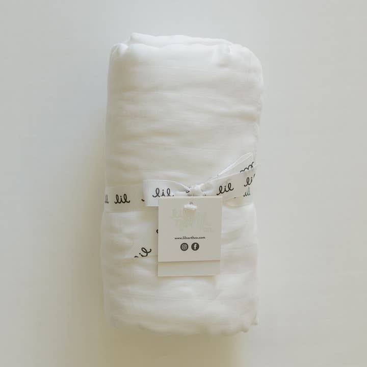 White Premium 8 layer Muslin Blanket for wholesale by Lil North Co