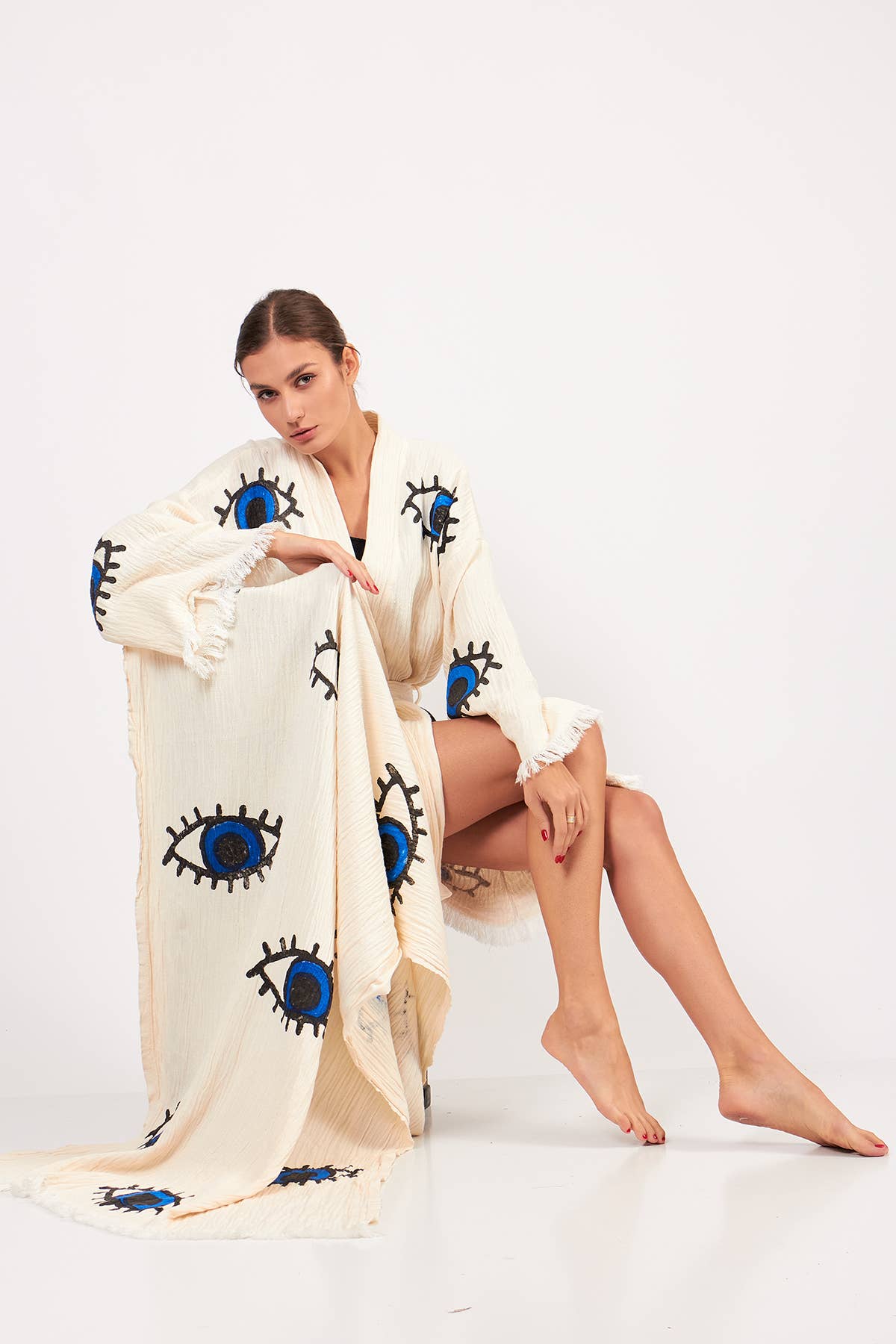 Yaz Concepts - Wholesale Kimono - Women's - Turkish Evil Eye Print Kimono Robe Blue Coverup12