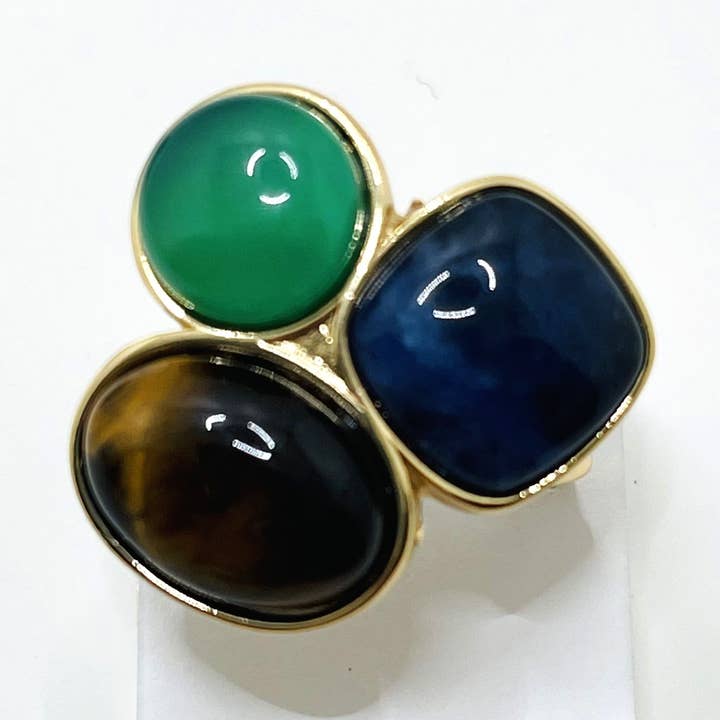 Anello Regolabile Jungle Gems con Tre Pietre Preziose per la vendita all'ingrosso da parte di Carla Dieterich