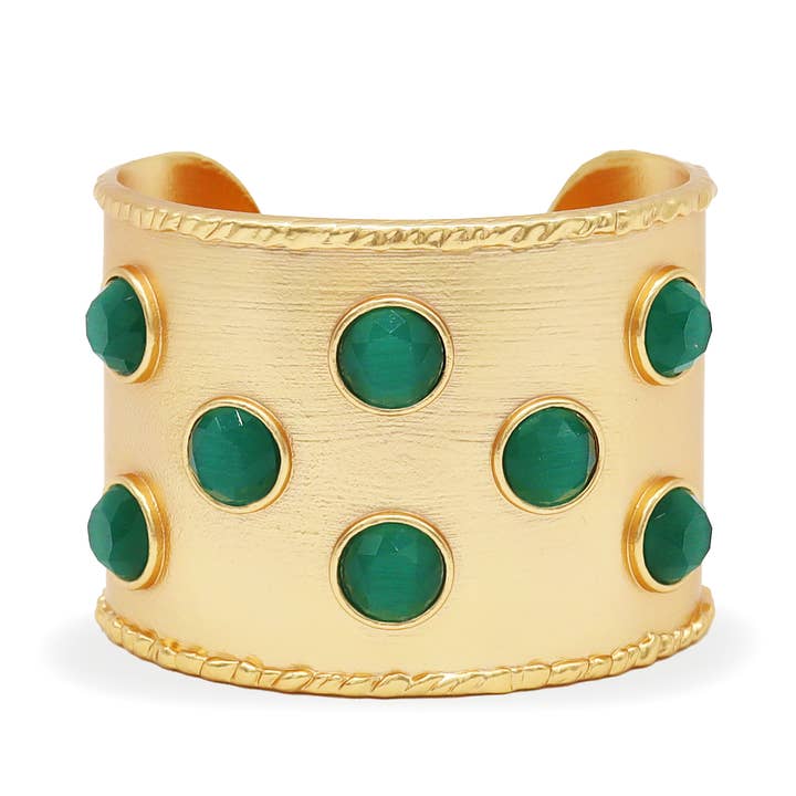Cabochon Inlay Cuff - 24K Gold Plated for wholesale by KARINE SULTAN