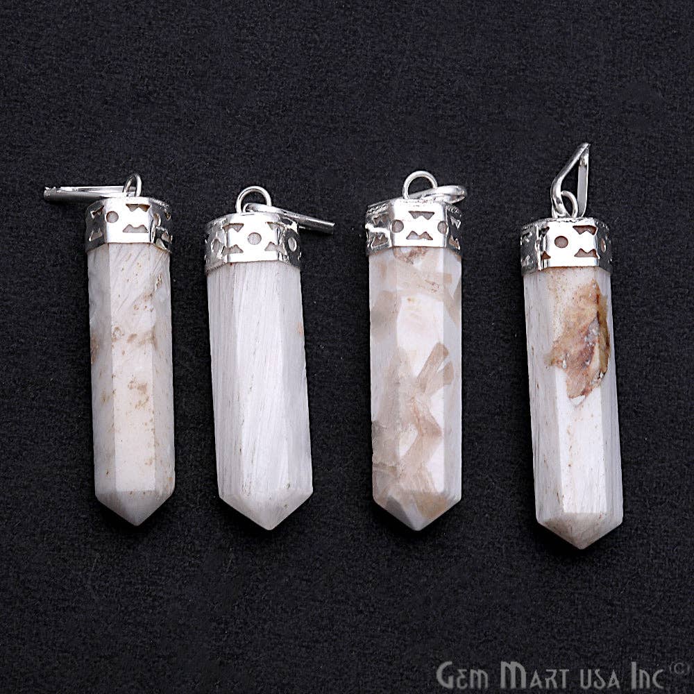 GemMartUSA – wholesale Pendant/charm necklace – DIY Healing Gemstone Silver Pencil Point Ornate Pendant 1pc7