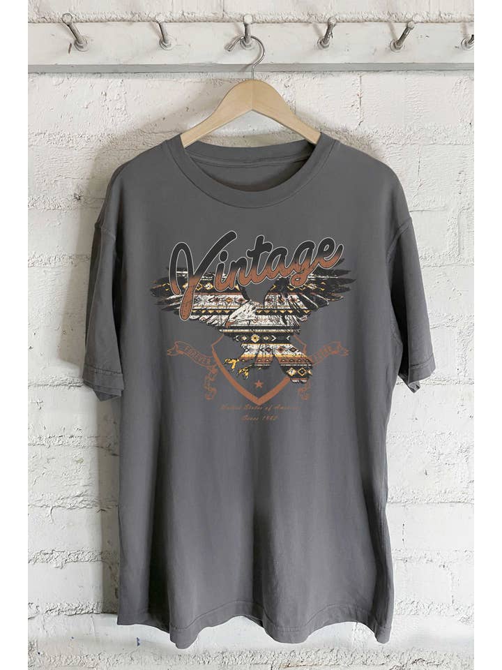Rustee Clothing - Venta al por mayor Camiseta serigrafiada - Mujer - CAMISETAS VINTAGE CON ESTAMPADO DE ÁGUILA DE GRAN TAMAÑO3