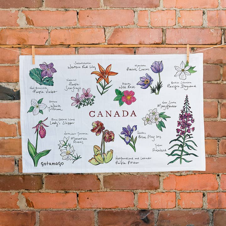 Canada Floral Emblems Tea Towel for wholesale by Gotamago