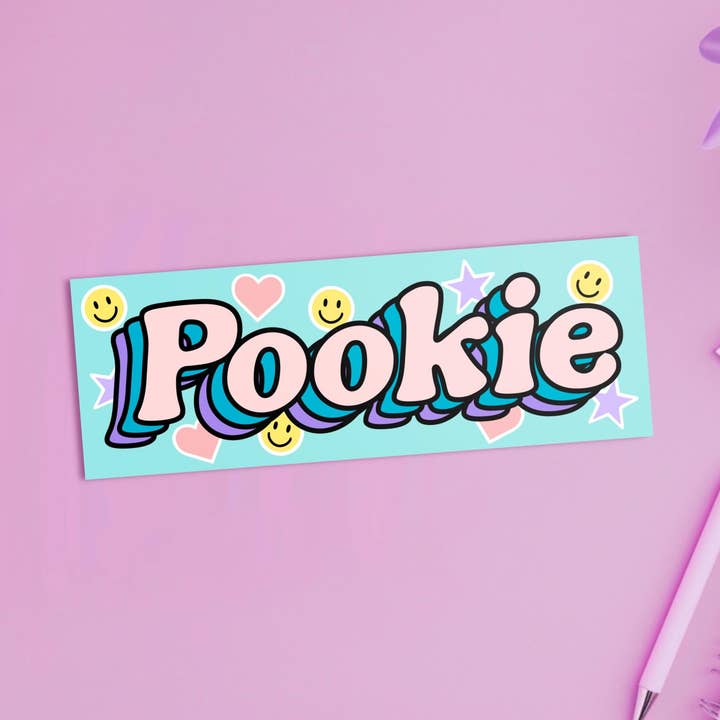 8” Pookie Bumper Sticker for wholesale by Art Attack Studios