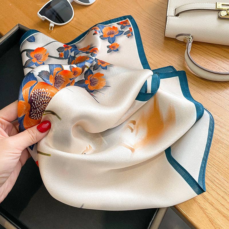 SueSilkHK – Engroshandel Tørklæde - Dame – Tørklæde i 100 % morbærsilke med blomstermotiv | Multianvendeligt halstørklæde, hårtørklæde og gaveidé til Mors Dag4