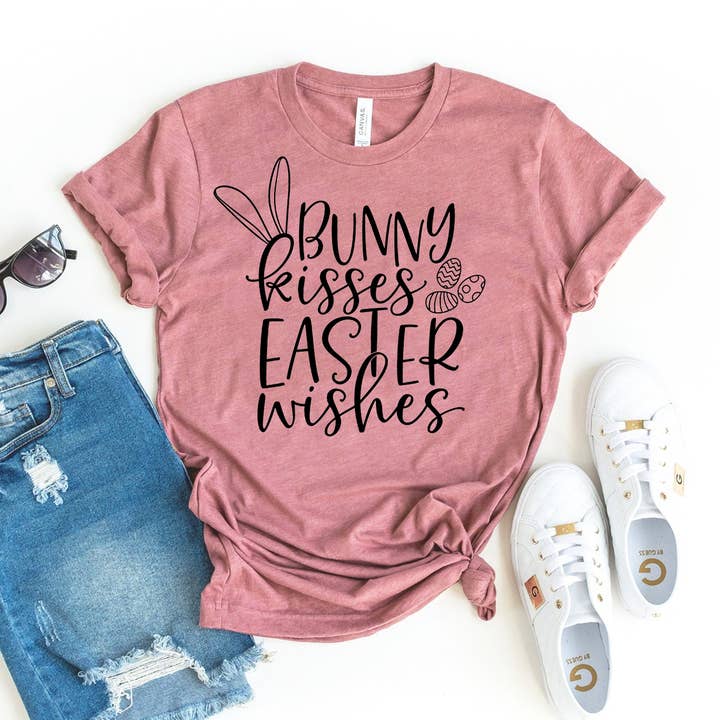 T-shirt Souhaits de Pâques Bunny Kisses - Bella Canvas pour la vente par Printliss
