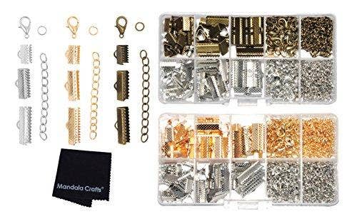 Mandala Crafts – wholesale Craft supplies – Ribbon Crimps for Jewelry Making, Ribbon Clamps, Fold Over Cord Ends, Jewelry Finding Kit for Bracelets, Bookmarks; by Mandala Crafts13