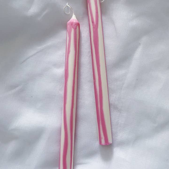 SoieLondon – Engroshandel Stearinlys/lysestage – Pink abstrakt dryp lysestager sæt. Vegansk, soja.
